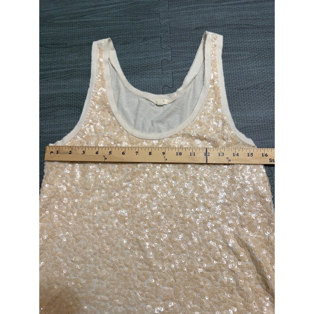 J.Crew Cream Sequin Front Cotton Tank Top Scoop Neck Sleeveless Womens M - Picture 5 of 6